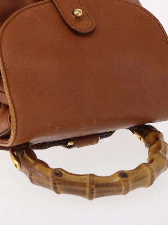 GUCCI Bamboo Backpack Leather Brown Gold 003 1956 0030 Auth 153732 main image 8